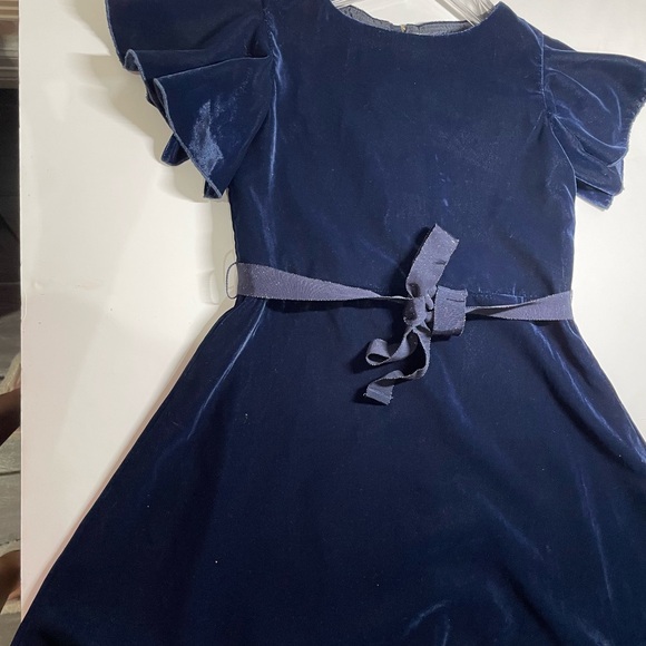 Crewcuts Velvet Ribbon Tie Dress in navy blue Size: 8 - Picture 6 of 6